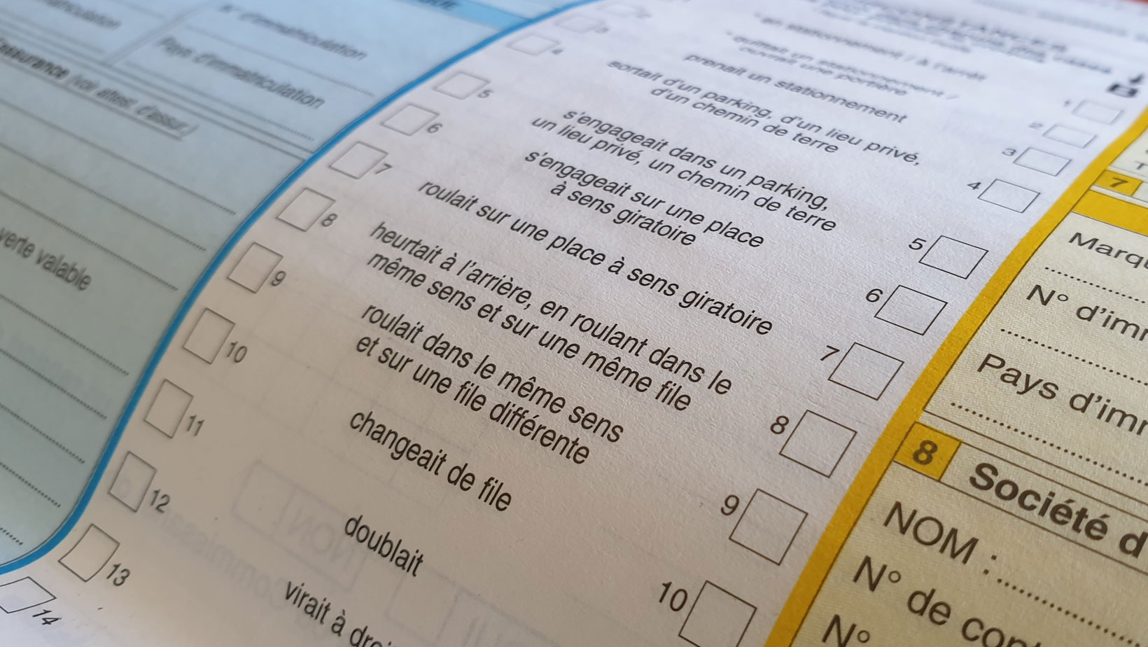 Constat amiable automobile et moto